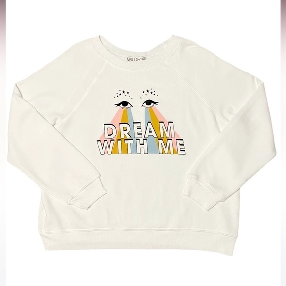 Wildfox | NWT Dream With Me Graphic Sommers Clean White Raglan Sleeve Sweater L - Picture 2 of 4